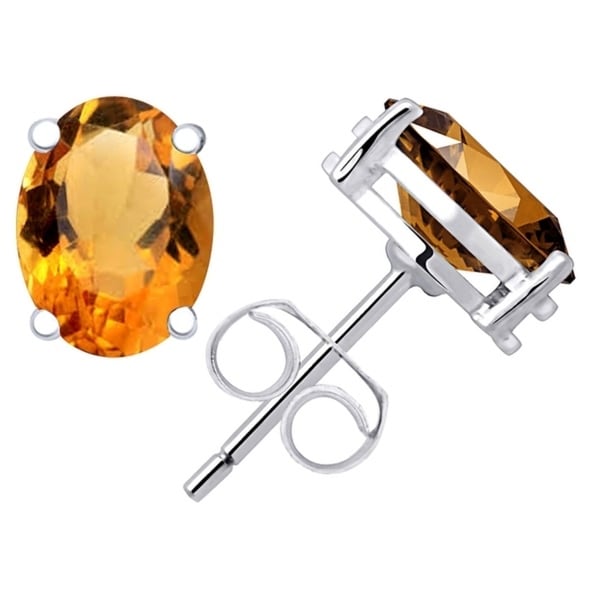 November Birthstone 6mm Princess Cut Citrine 925 Silver 4 prongs Stud Earrings