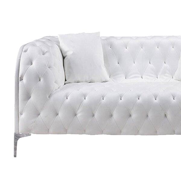 Shop Leatherette Upholstered Tufted Sofa Set With Accent Pillows