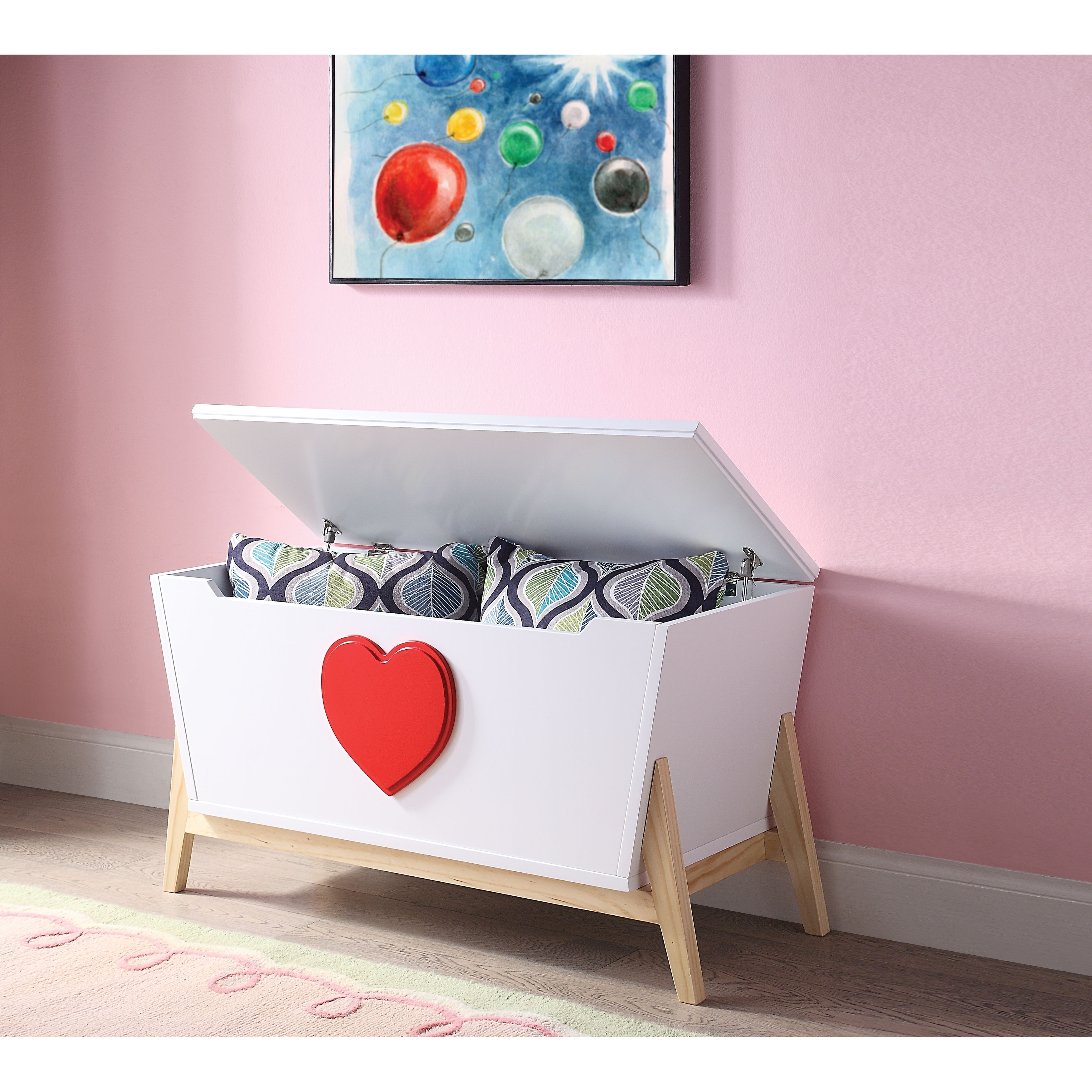 Shop Tapered Wooden Chest With Angled Legs Stand And Heart Accent