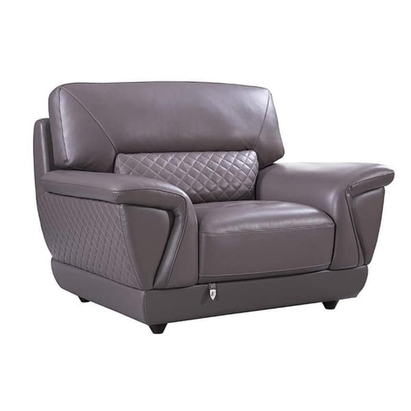 Leather Upholstered Wooden Sofa Chair with Attached Lumbar Cushion