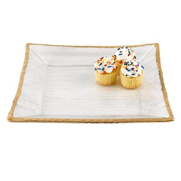 Goldedge Handcrafted Mouth Blown 11 Square Serving Platter Or Tray Overstock 28284235