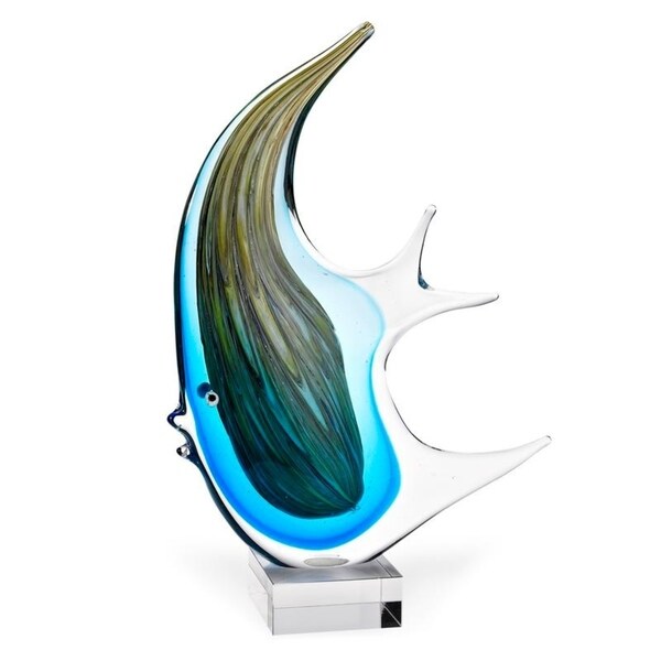Murano Style Artistic Glass Giant Angel Fish H 16"