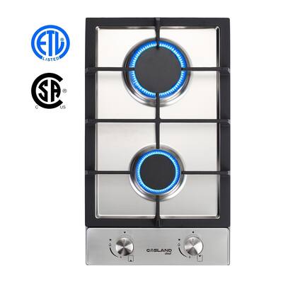 Gasland Chef GH30SF Built-in Gas Stove Top, Stainless Steel LPG, Natural Gas 12'' Cooktop, 2 Sealed Burners, ETL