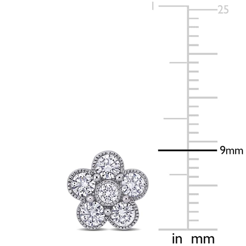 Miadora 14k White Gold 1ct TDW Diamond Flower Stud Earrings