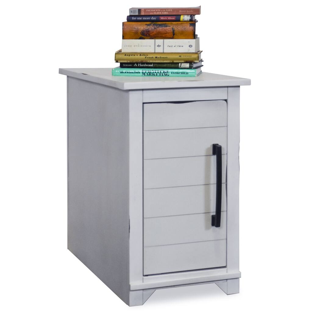 The Gray Barn Kandel Cove Distressed Jasmine White Chairside Table with Storage