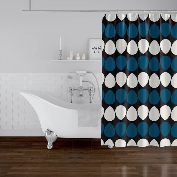 Wilma Dark Blue Shower Curtain By Kavka Designs Wilma Dark Blue Shower Curtain By