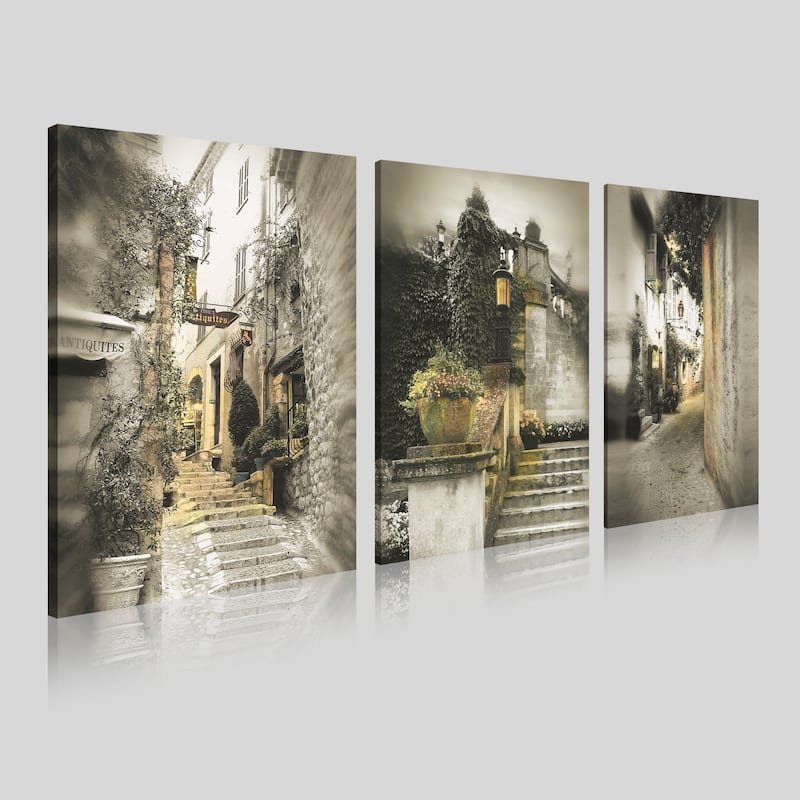 Art Maison Canada, Landscape Photography Print Street Gallery Wrapped Canvas Wall Art|Home and Office Decor |Set of 3(12x16″) 