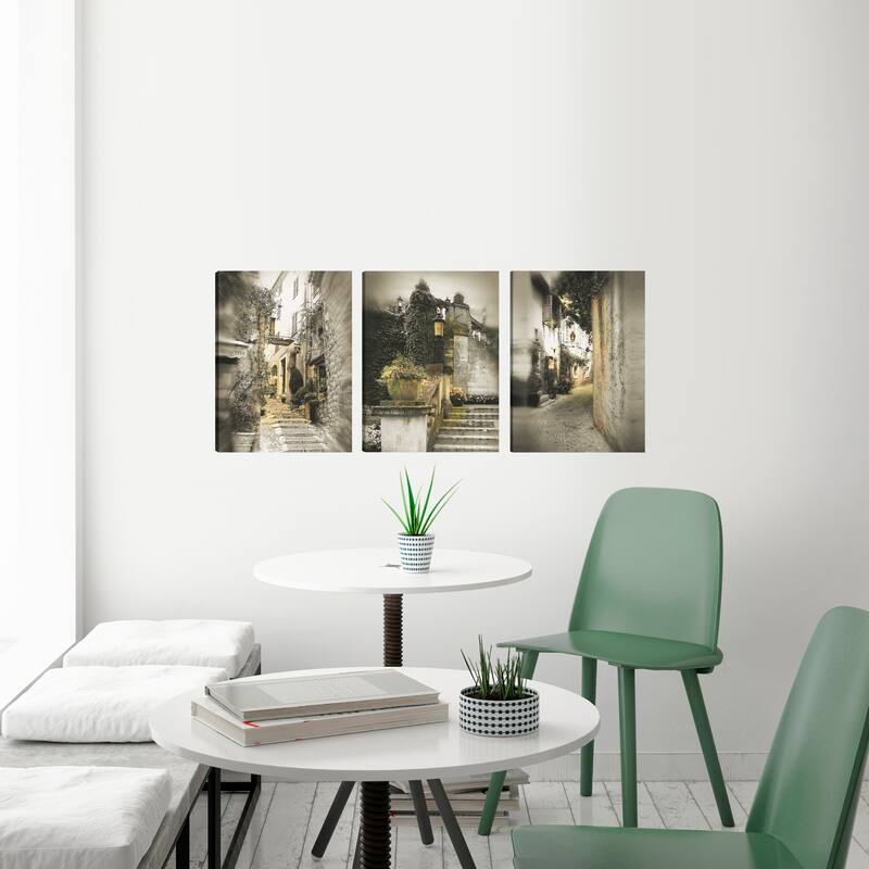 Art Maison Canada, Landscape Photography Print Street Gallery Wrapped Canvas Wall Art|Home and Office Decor |Set of 3(12x16″) 
