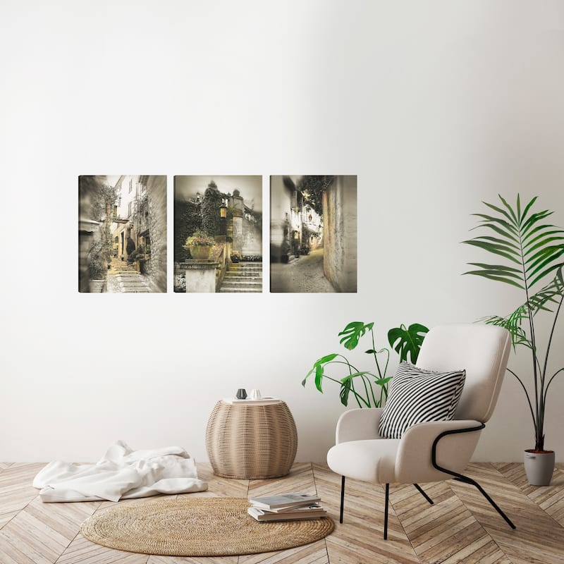 Art Maison Canada, Landscape Photography Print Street Gallery Wrapped Canvas Wall Art|Home and Office Decor |Set of 3(12x16″) 