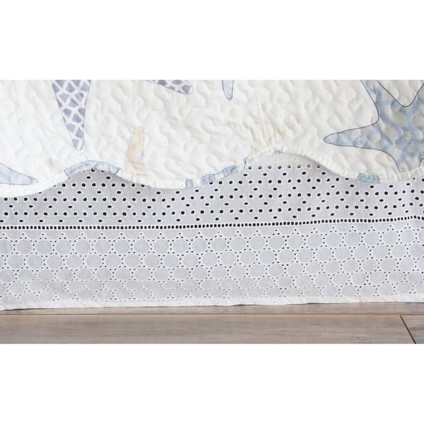 Porch & Den Eleanor Kingsize White Eyelet Bed Skirt Bed Bath