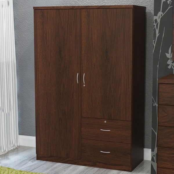 Shop Philippa Walnut Finish 2 Door And 2 Drawer Wardrobe Armoire