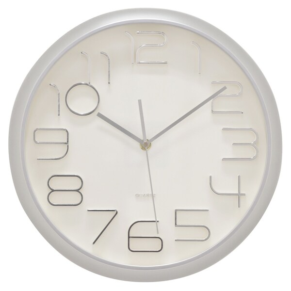 Three Hands - 29298 - 13 " Wall Clock - Matte Silver - 13 x 1.75 x 13