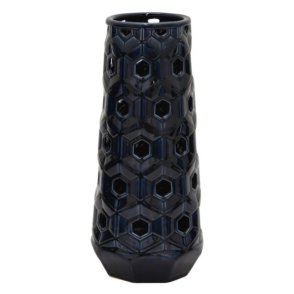 Three Hands - 76985 - 16.25 " Ceramic Vase in Blue - 7 x 7 x 16.25