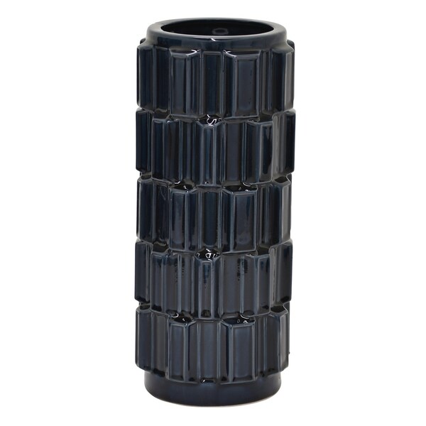 Three Hands - 76987 - 13.25 " Ceramic Vase in Blue - 6 x 6 x 13.25