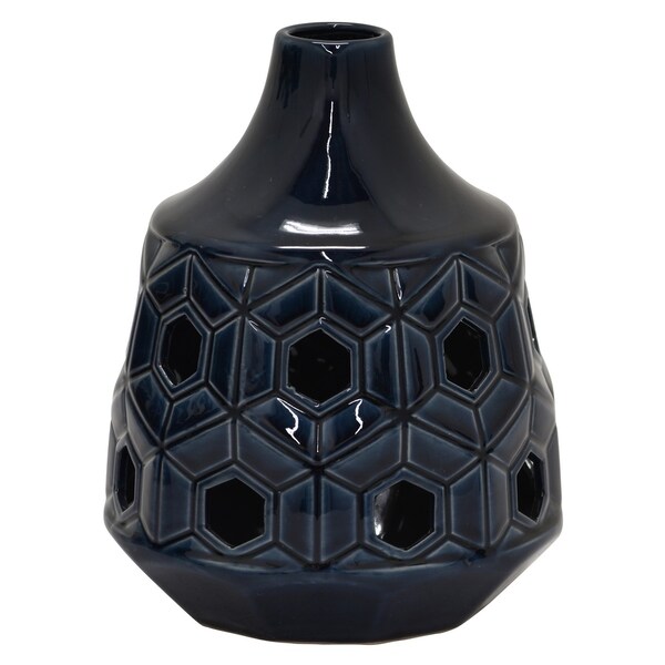 Three Hands - 76994 - 9 " Ceramic Vase in Gray - 7 x 7 x 9