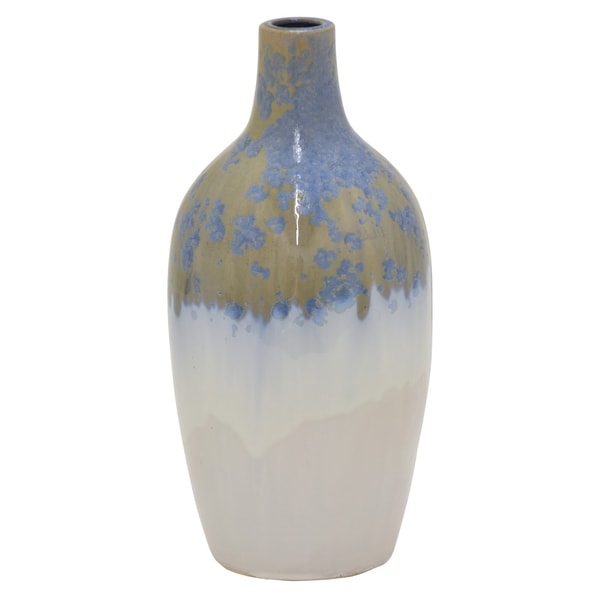 Three Hands - 92370 - 17 " Ceramic Vase in Blue - 8 x 8 x 17