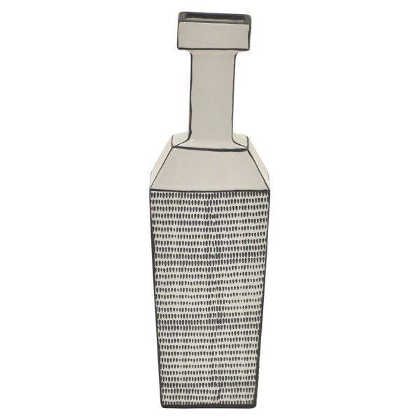 Three Hands - 76979 - 17.5 " Ceramic Vase in White - 5.25 x 3.25 x 17.5