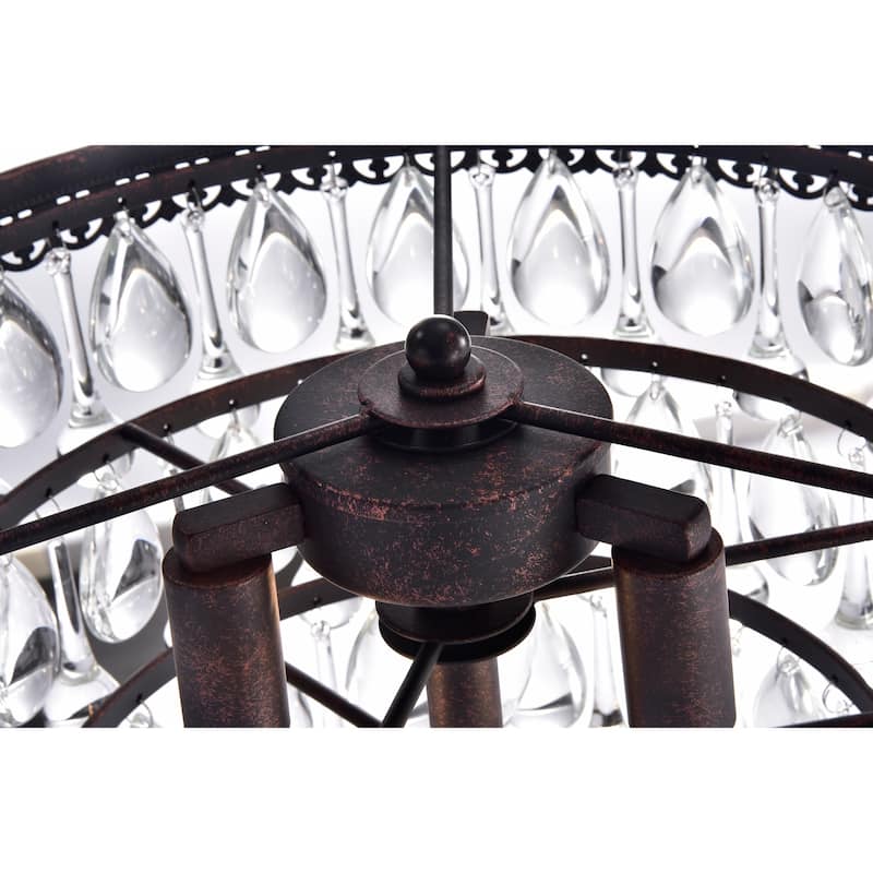 Mageau Antique Copper 3-light Table Lamp with Crystals