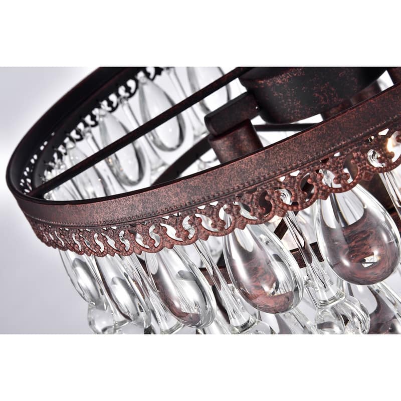 Mageau Antique Copper 3-light Table Lamp with Crystals