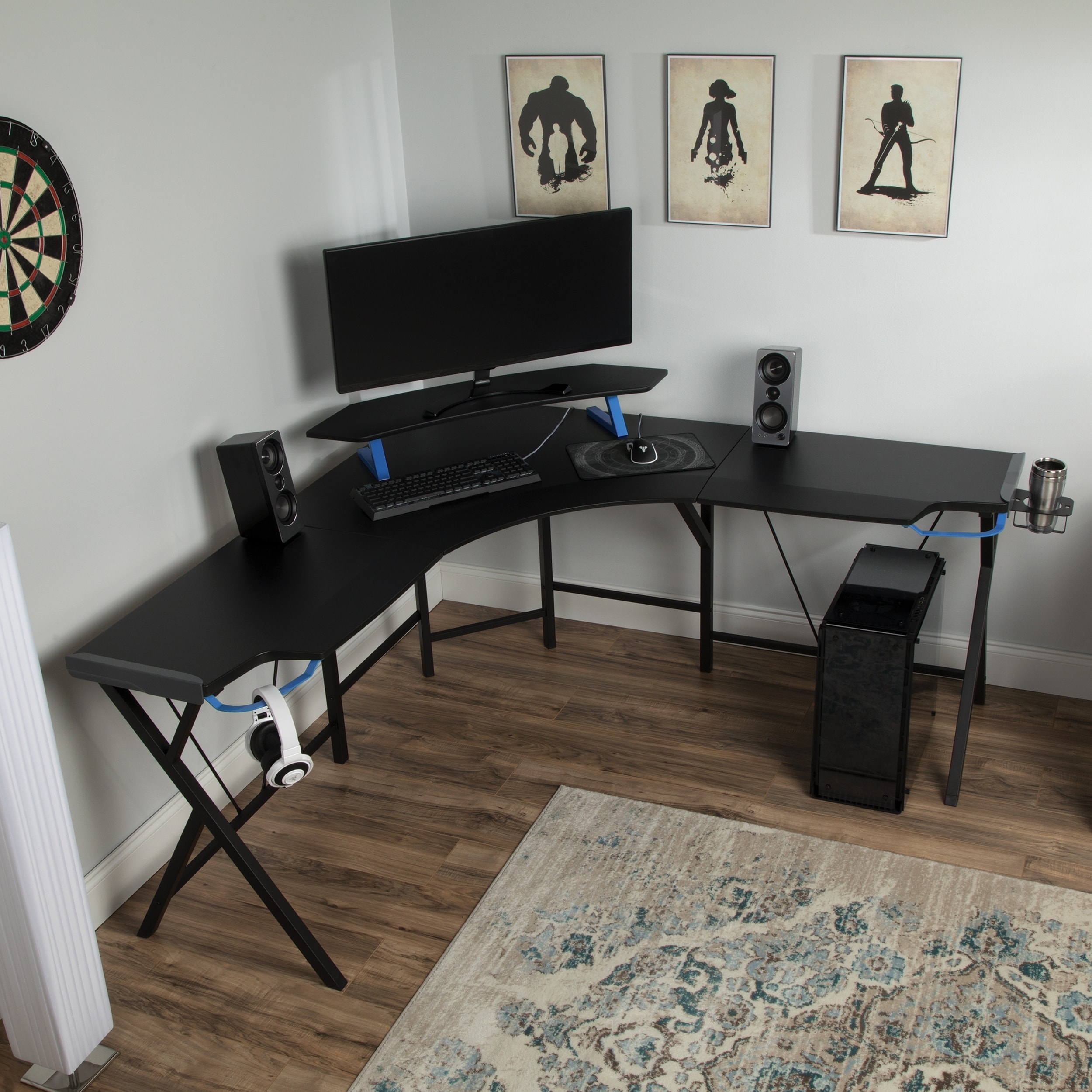 RESPAWN 2000 Gaming Computer Desk L Shaped Desk in Blue RSP 2000 BLU