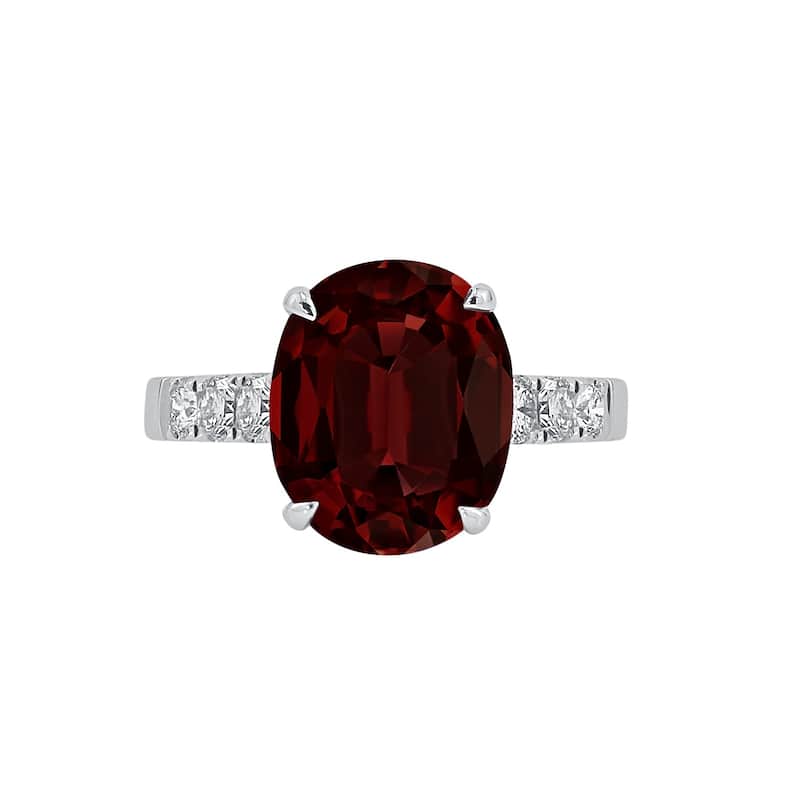 Auriya 4 7/8ct Oval-cut Red Garnet and Diamond Ring 3/8ctw 18K Gold