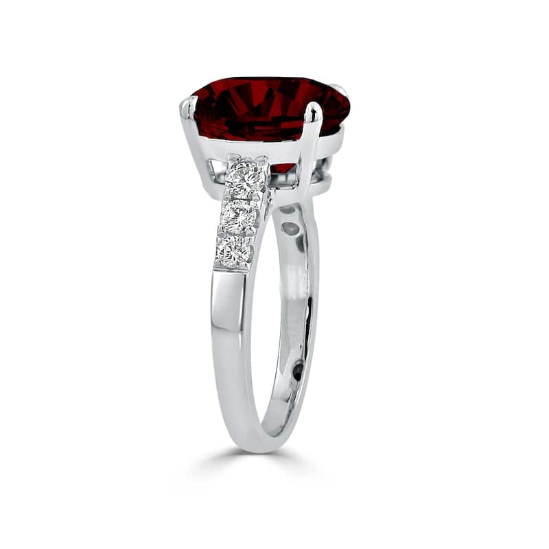Auriya 4 7/8ct Oval-cut Red Garnet and Diamond Ring 3/8ctw 18K Gold