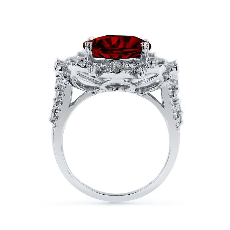 Auriya 4 7/8ct Oval-cut Red Garnet Halo Diamond Ring 1cttw 18k Gold