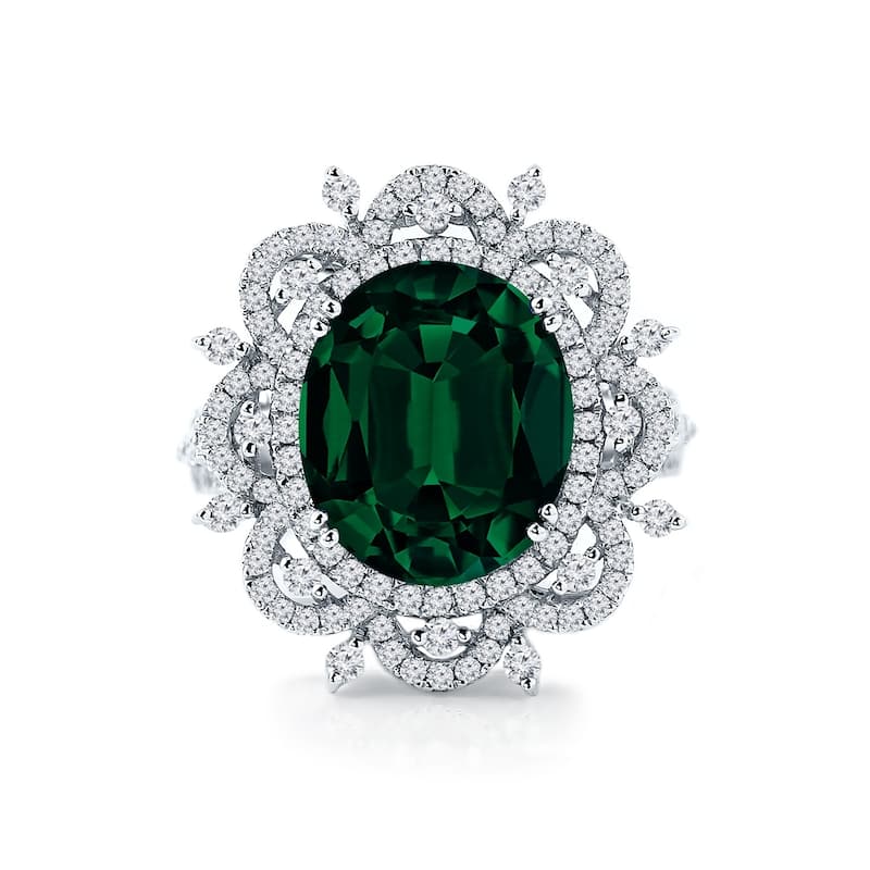 Auriya Vintage 3 3/4ct Oval-cut Emerald Halo Diamond Ring 1cttw 18k Gold