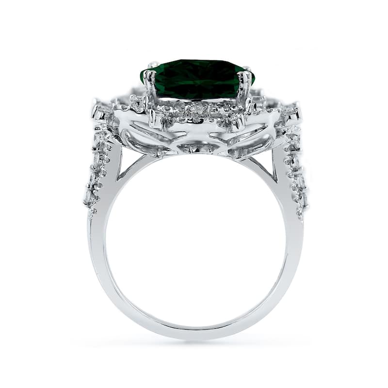 Auriya Vintage 3 3/4ct Oval-cut Emerald Halo Diamond Ring 1cttw 18k Gold