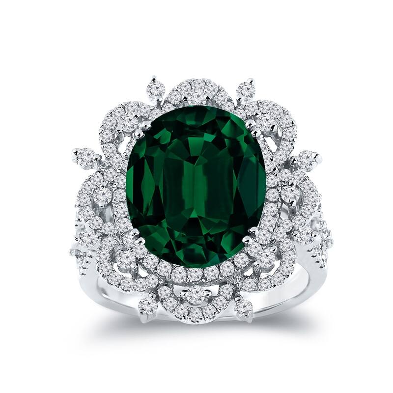 Auriya Vintage 3 3/4ct Oval-cut Emerald Halo Diamond Ring 1cttw 18k Gold