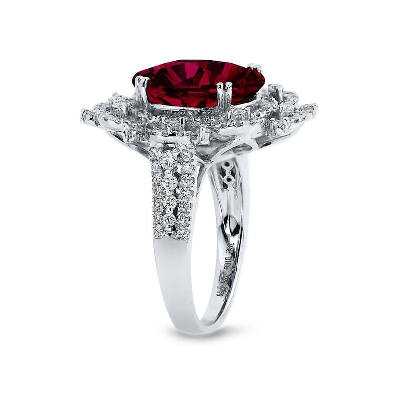 Auriya Vintage 6 1/2ct Oval-cut Red Ruby Halo Diamond Ring 1cttw 18k Gold