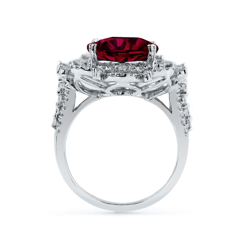 Auriya Vintage 6 1/2ct Oval-cut Red Ruby Halo Diamond Ring 1cttw 18k Gold