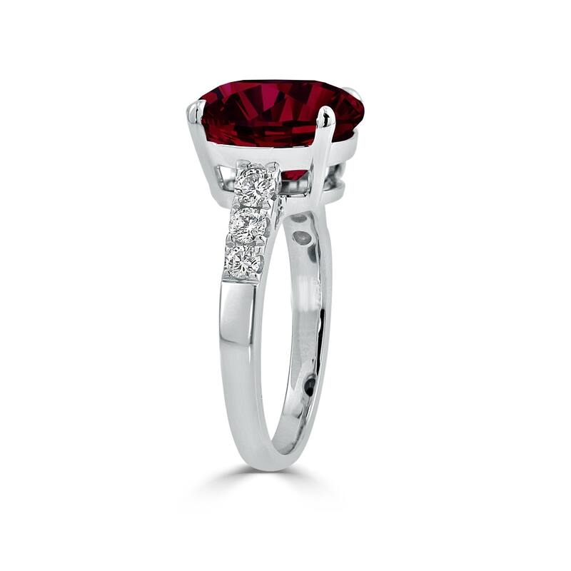 Auriya 6 1/2ct Oval-cut Red Ruby and Diamond Ring 3/8ctw 18K Gold