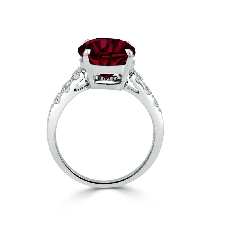 Auriya 6 1/2ct Oval-cut Red Ruby and Diamond Ring 3/8ctw 18K Gold
