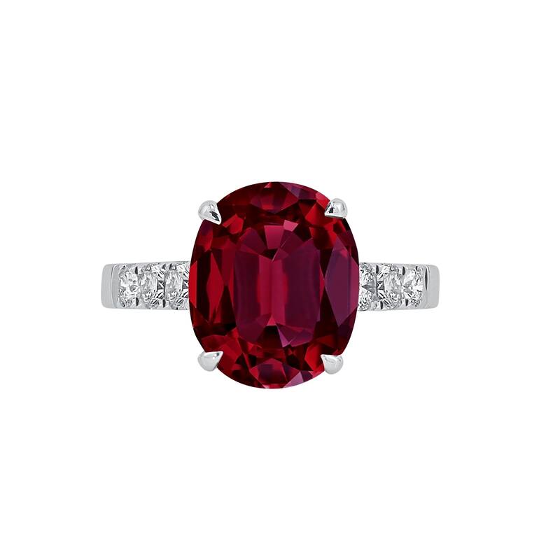 Auriya 6 1/2ct Oval-cut Red Ruby and Diamond Ring 3/8ctw 18K Gold