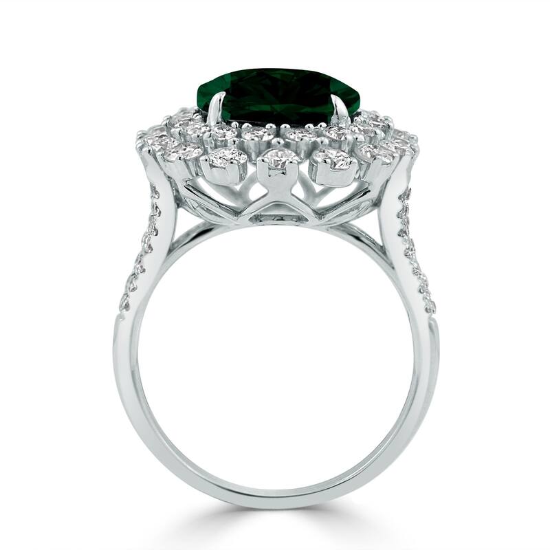 Auriya 3 3/4ct Oval-cut Emerald and Halo Diamond Ring 1 3/8ctw 18K Gold