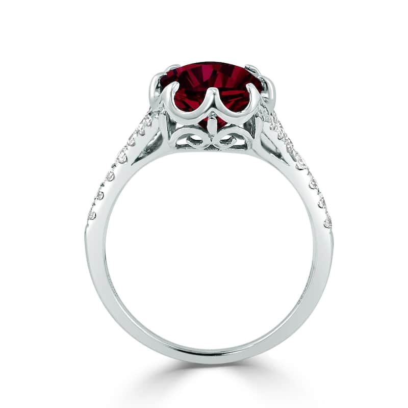 Auriya Vintage 2 7/8ct Oval Red Ruby and Diamond Ring 1/4cttw 18K Gold