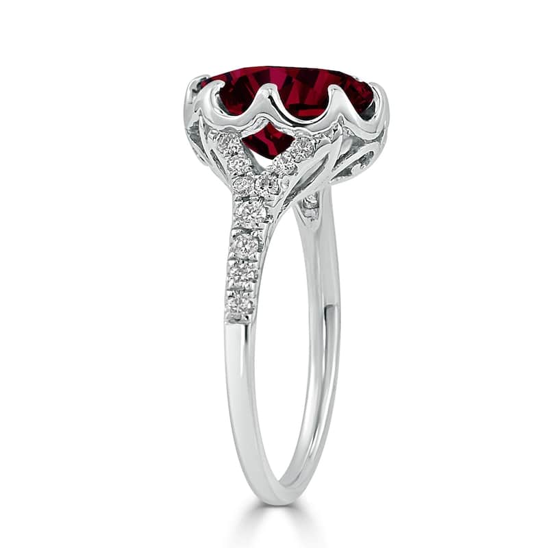 Auriya Vintage 2 7/8ct Oval Red Ruby and Diamond Ring 1/4cttw 18K Gold