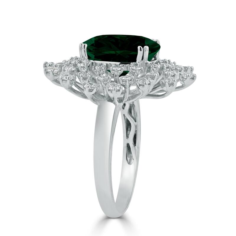 Auriya 3 3/4ct Oval-cut Emerald and Halo Diamond Ring 1ctw 18K Gold