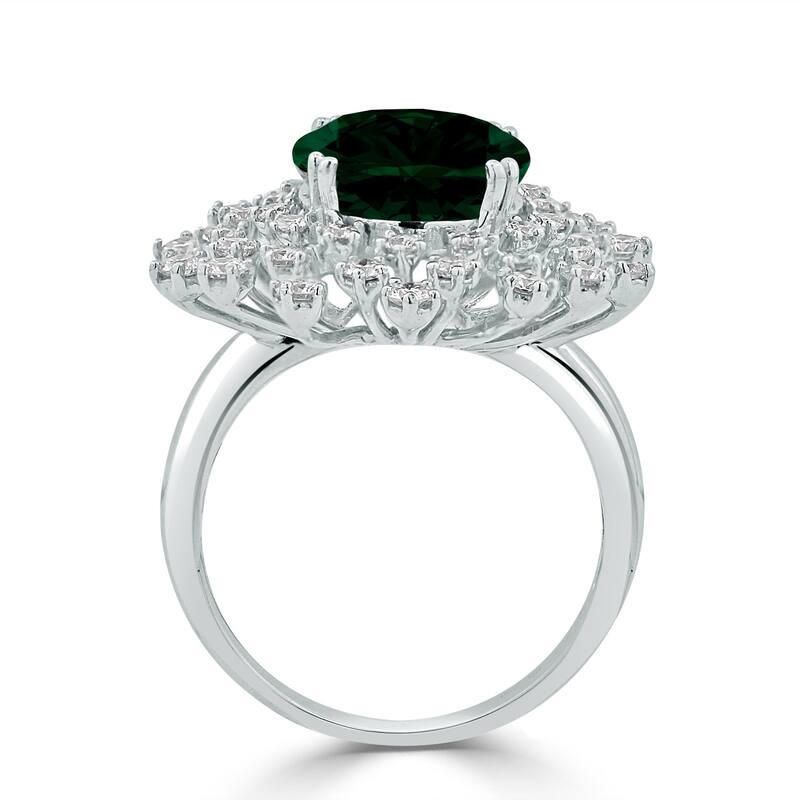 Auriya 3 3/4ct Oval-cut Emerald and Halo Diamond Ring 1ctw 18K Gold