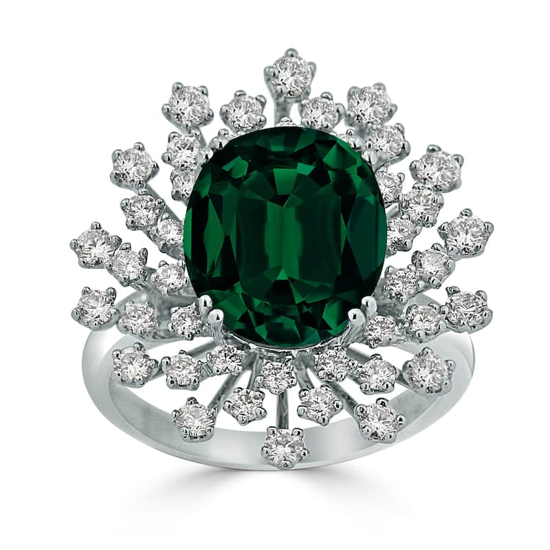 Auriya 3 3/4ct Oval-cut Emerald and Halo Diamond Ring 1ctw 18K Gold