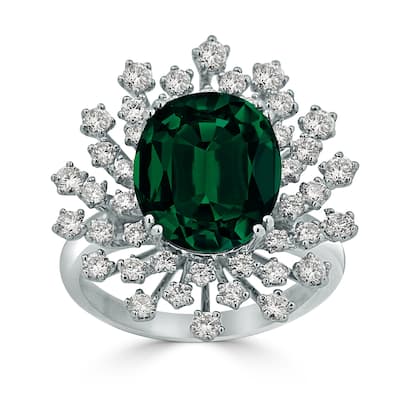 Auriya 3 3/4ct Oval-cut Emerald and Halo Diamond Ring 1ctw 18K Gold