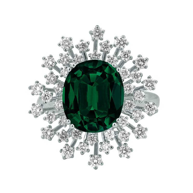 Auriya 3 3/4ct Oval-cut Emerald and Halo Diamond Ring 1ctw 18K Gold