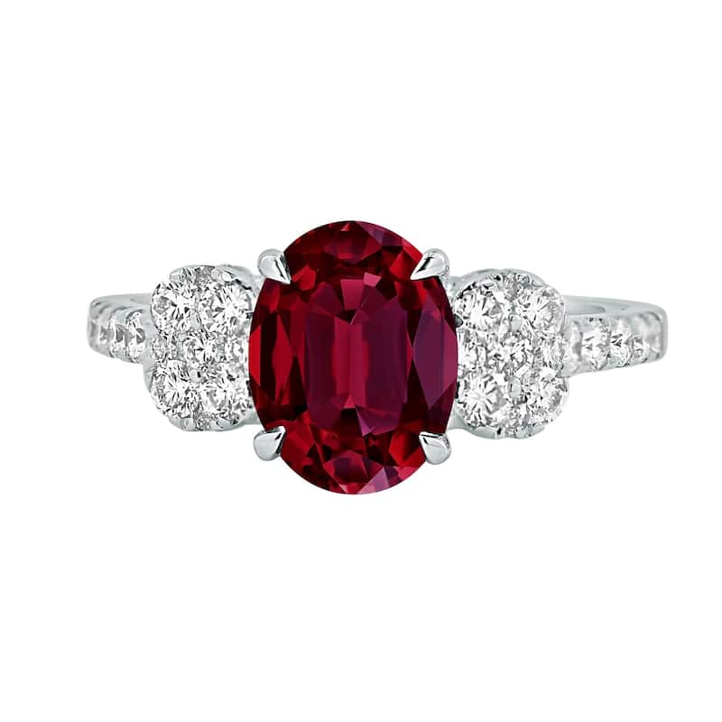 Auriya 2ct Oval-cut Ruby and Diamond Ring 3/4ctw 18K Gold