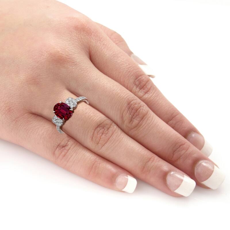 Auriya 2ct Oval-cut Ruby and Diamond Ring 3/4ctw 18K Gold