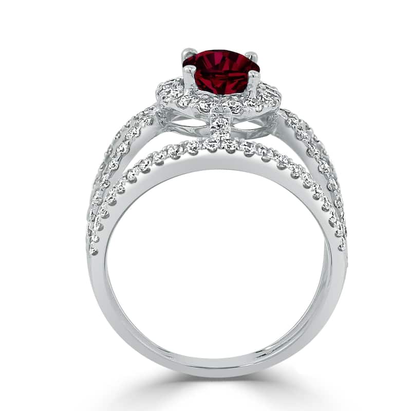 Auriya Modern 1 3/8ct Oval-cut Red Ruby and Diamond Ring 1ctw 18K Gold