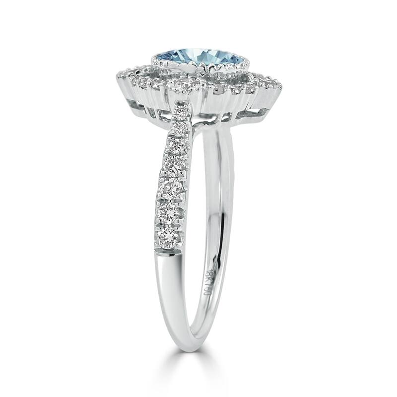 Auriya 5/8ct Oval-cut Aquamarine and Halo Diamond Engagement Ring 1/2ctw 18K Gold