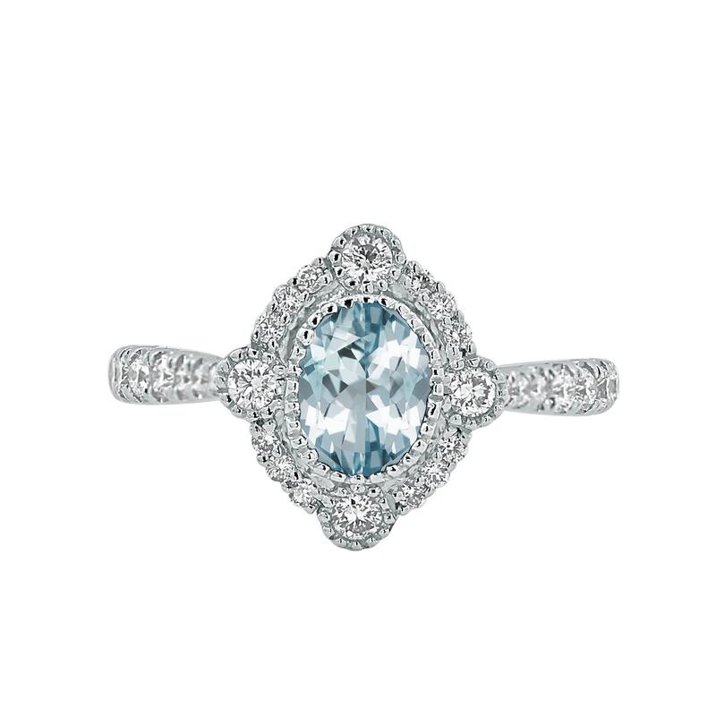 Auriya 5/8ct Oval-cut Aquamarine and Halo Diamond Engagement Ring 1/2ctw 18K Gold
