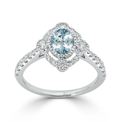 Auriya 5/8ct Oval-cut Aquamarine and Halo Diamond Engagement Ring 1/2ctw 18K Gold