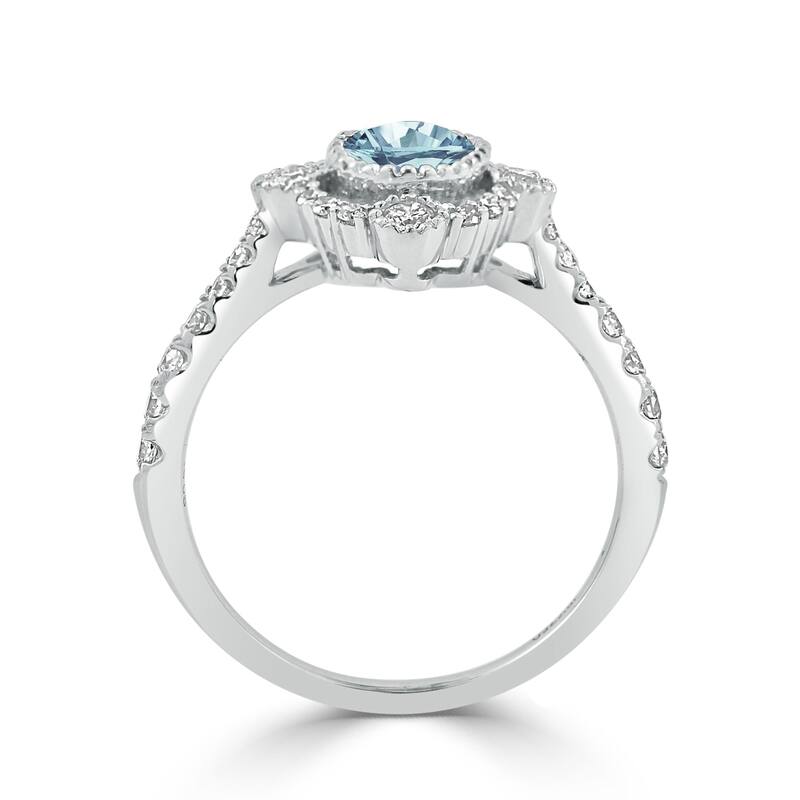 Auriya 5/8ct Oval-cut Aquamarine and Halo Diamond Engagement Ring 1/2ctw 18K Gold